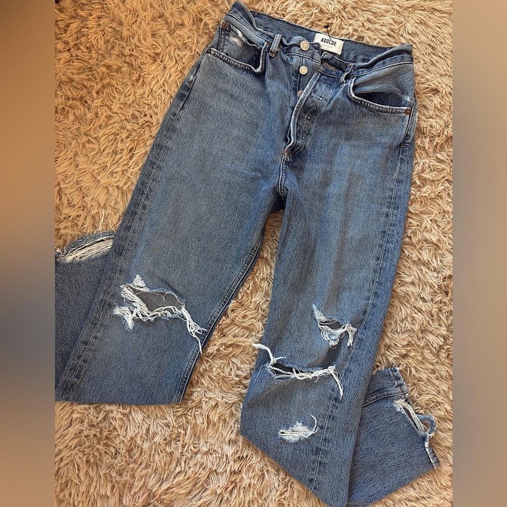 Agolde High Rise Distressed Jeans - Picture 2 of 6